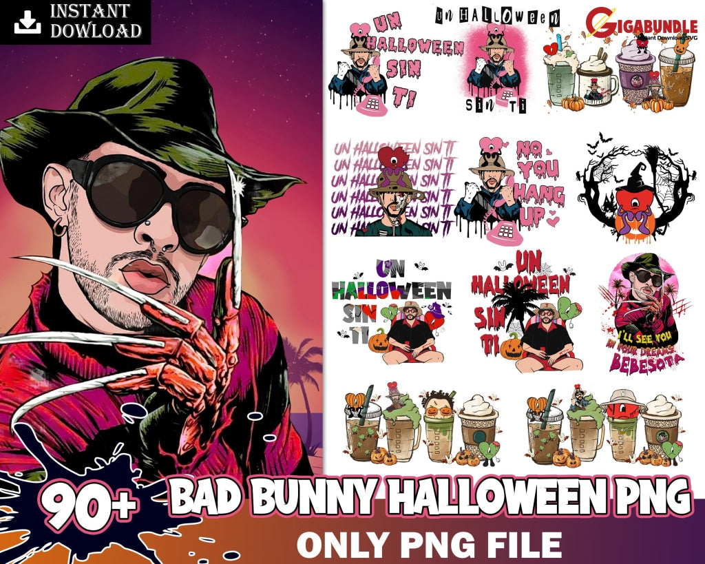 Spooky Bad Bunny Png Un Halloween Sin Ti Bundle Benito Digital Download