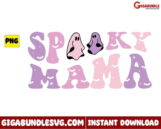 Spooky Ghost Mama Png Retro Halloween - Instant Download