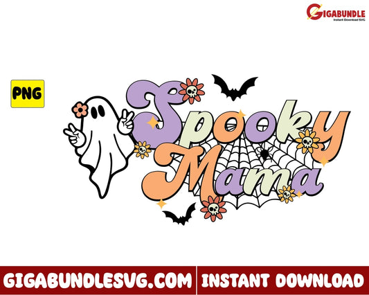 Spooky Mama Png Flower Retro Halloween - Instant Download