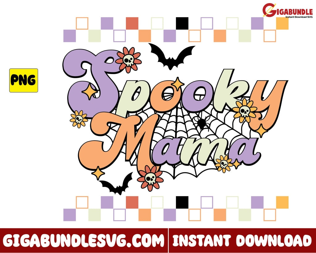 Spooky Mama Png Flower Retro Halloween - Instant Download