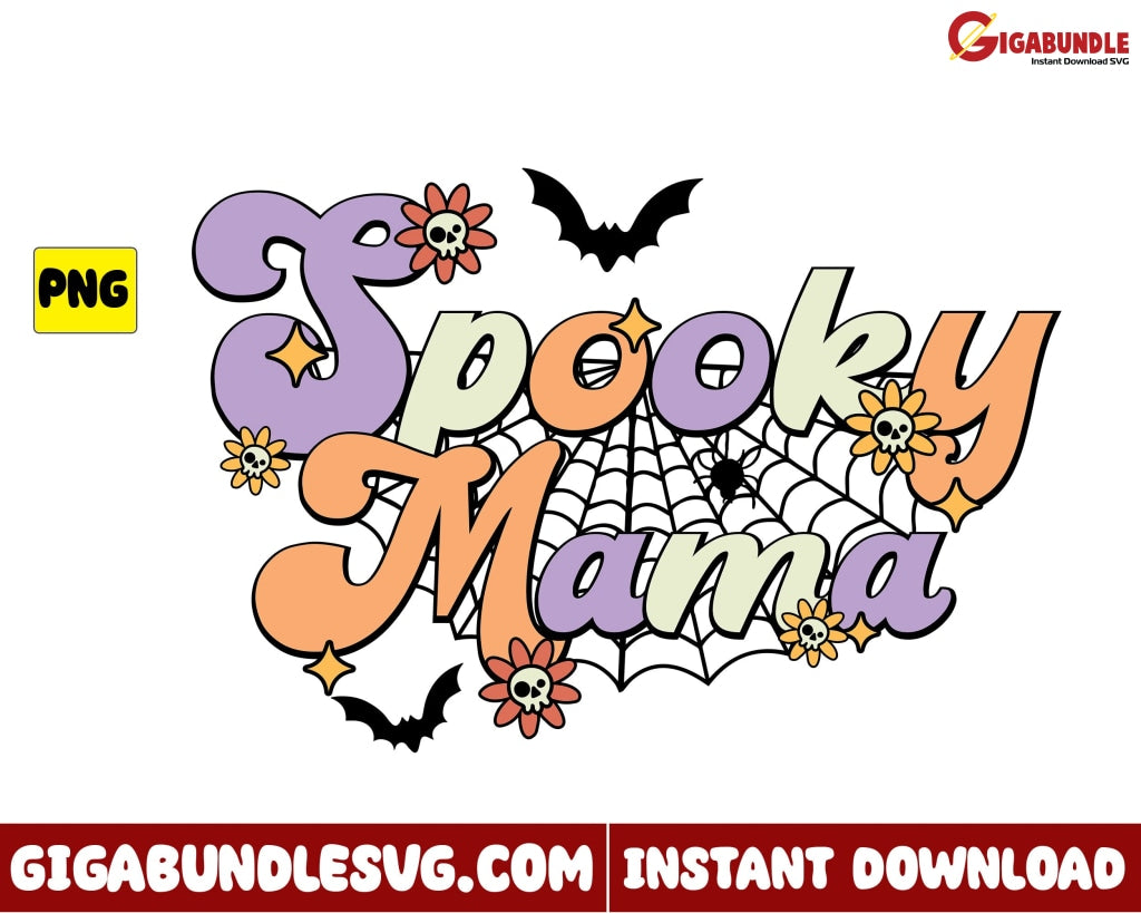 Spooky Mama Png Flower Retro Halloween - Instant Download