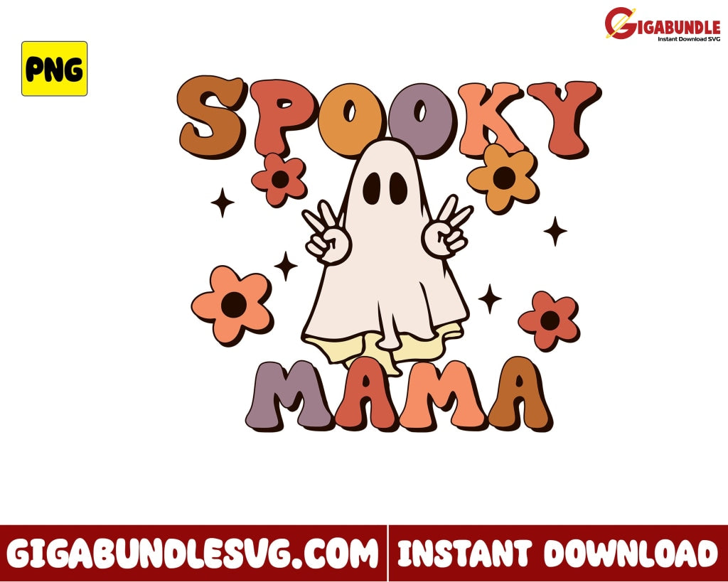 Spooky Mama Png Ghost Retro Halloween - Instant Download