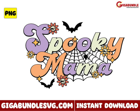 Spooky Mama Png Skull Bat Halloween - Instant Download