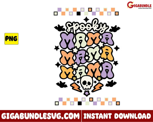 Spooky Mama Png Skull Retro Halloween - Instant Download