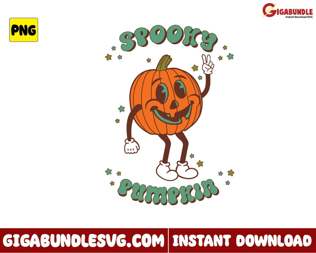 Spooky Pumpkin Png Halloween Retro - Instant Download