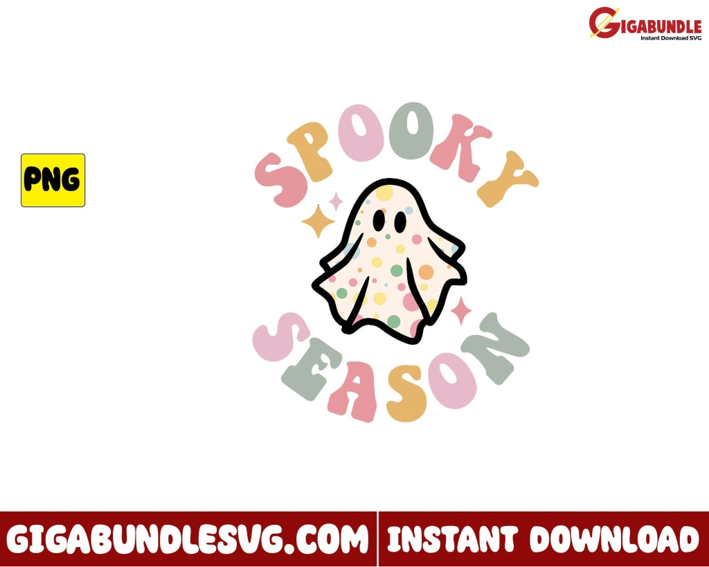 Spooky Season Ghost Png Retro Halloween - Instant Download