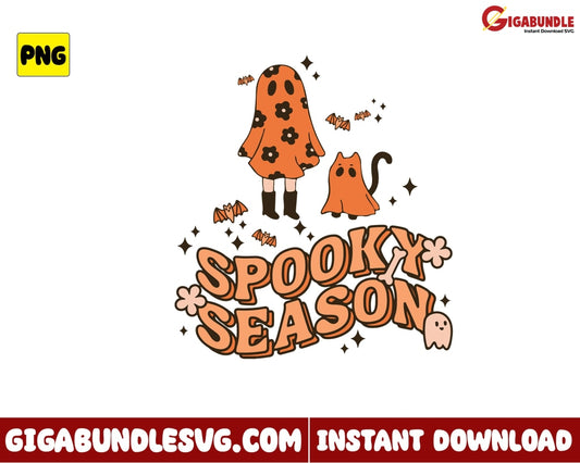 Spooky Season Png Cute Ghost Cat Halloween - Instant Download