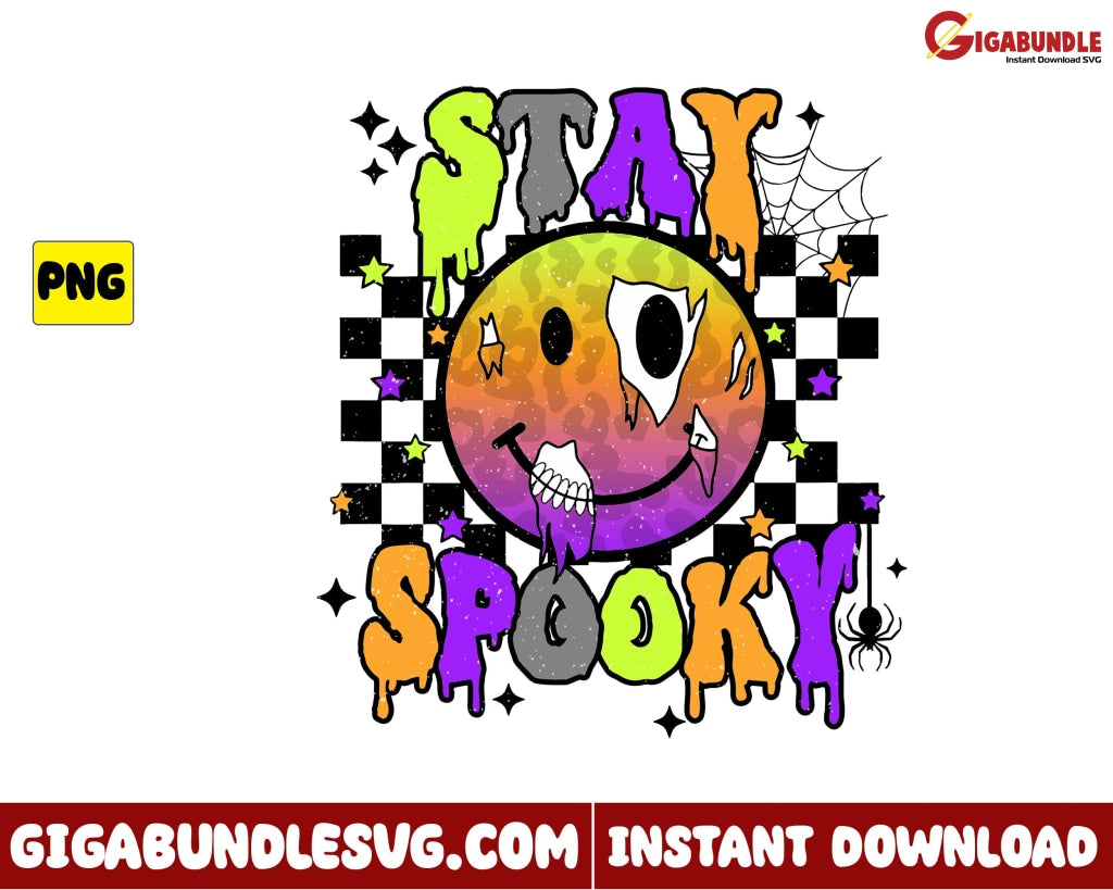 Spooky Smile Face Png Stay Retro Halloween - Instant Download