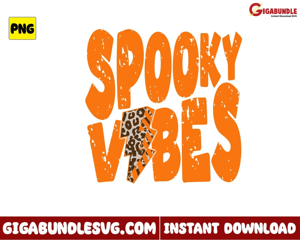 Spooky Vibes Png Leopard Halloween Retro - Instant Download