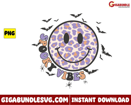 Spooky Vibes Png Leopard Retro Halloween - Instant Download