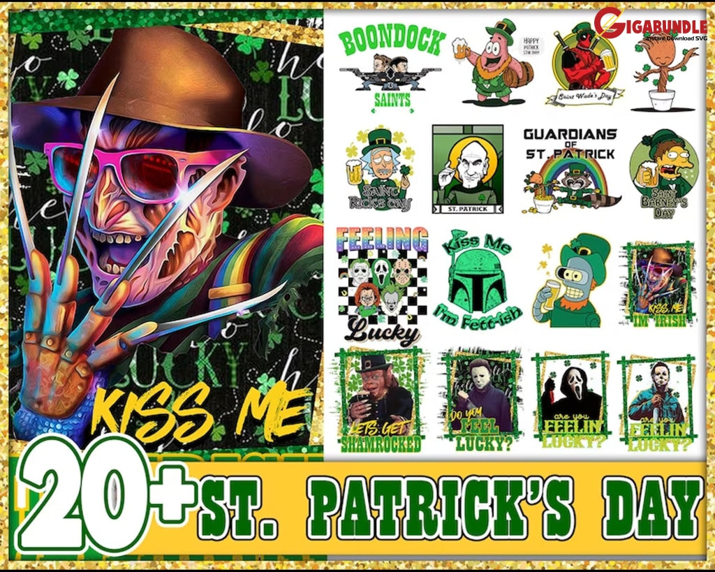 St Patricks Day Movie Png Bundle Retro Png Characters Irish Funny