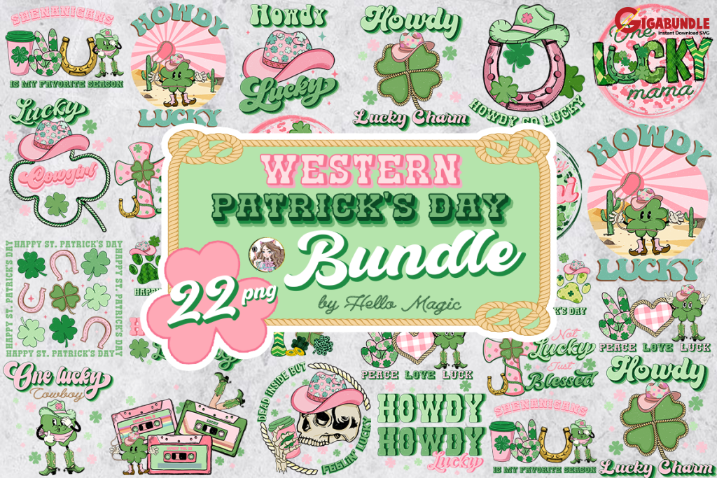 St. Patricks Png Sublimation Design Bundle Irish Day Western Sublimate Designs Download