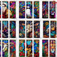 Stained Glass Libbey Can Tumbler Wrap Bundle 26 Oz Skinny Sublimation Design Stain 9X10 Png