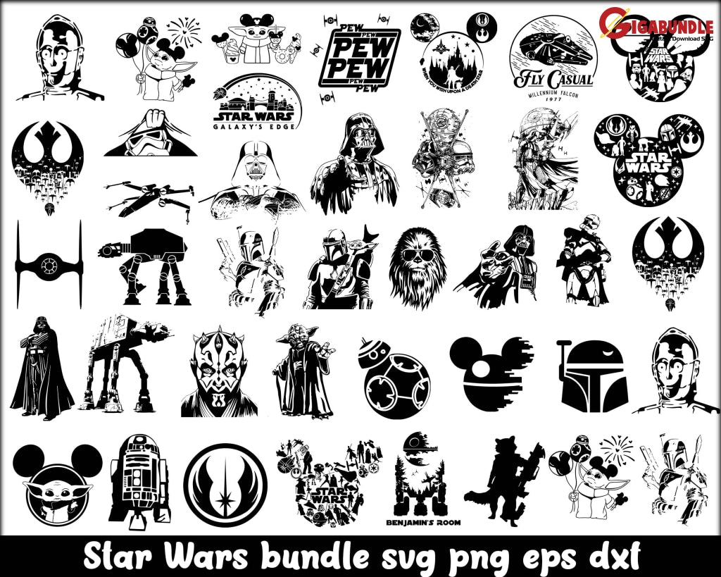 Star Wars Svg Bundle Files Wars Cut Files Darth Vader Yoda Instant Download