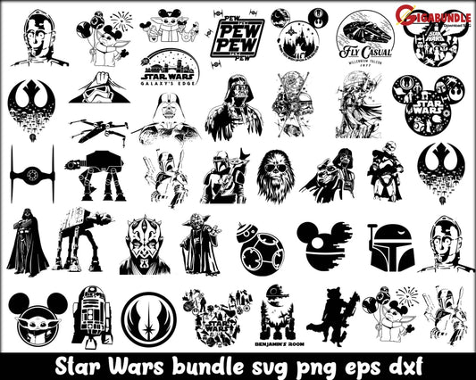 Star Wars Svg Bundle Files Wars Cut Files Darth Vader Yoda Instant Download