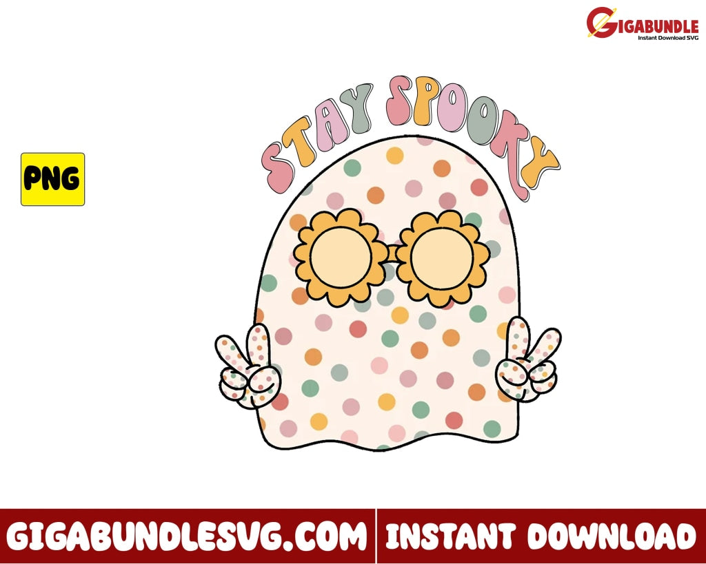 Stay Spooky Png Flower Smiley Face Retro Halloween - Instant Download