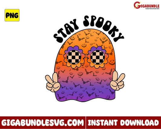 Stay Spooky Png Ghost Smile Face Retro Halloween - Instant Download