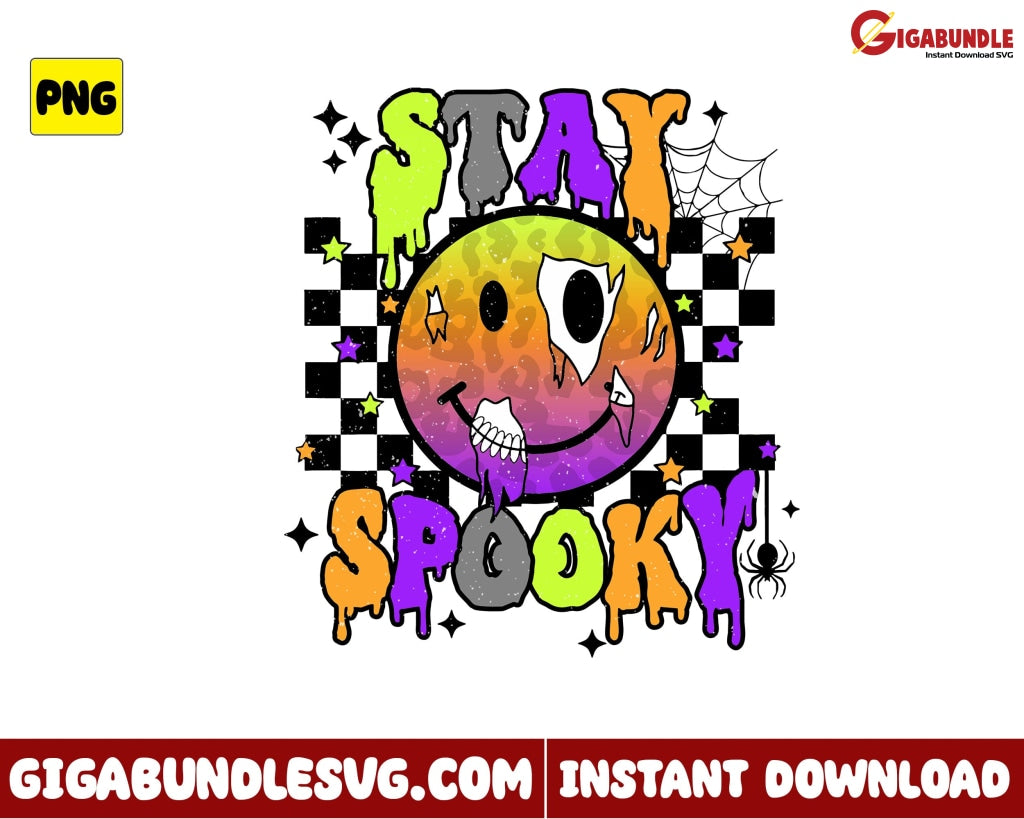 Stay Spooky Png Halloween Smile Face Retro - Instant Download