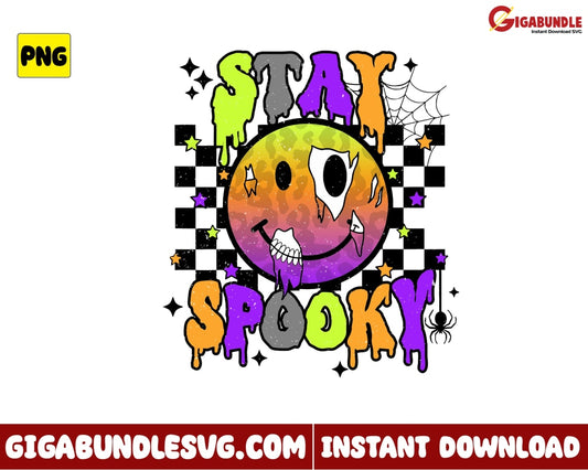 Stay Spooky Png Halloween Smile Face Retro - Instant Download