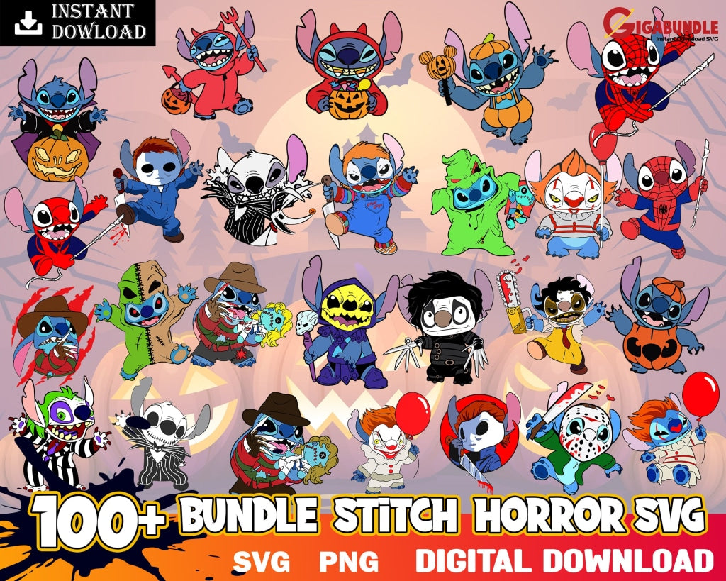 Stitch Bundle Horror Characters Svg Halloween Movie Cricut Digital Download