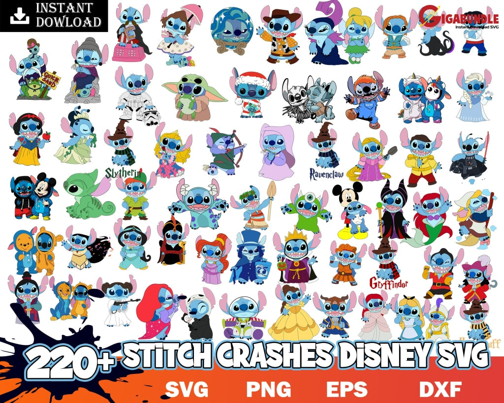 Stitch Crashes Disney Svg Bundle Halloween Horror Movie Cricut Digital Download
