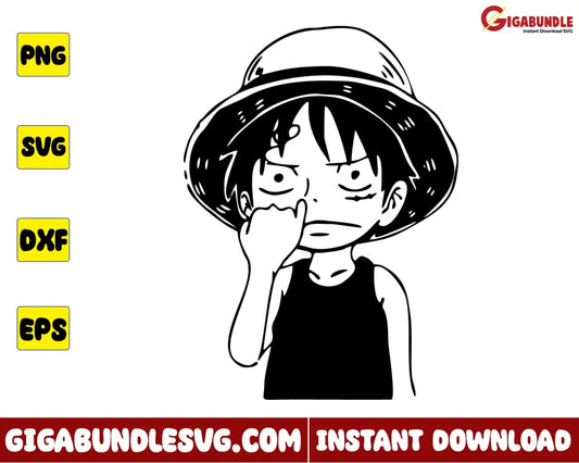 Straw Hat Luffy Svg Monkey D One Piece Anime - Instant Download