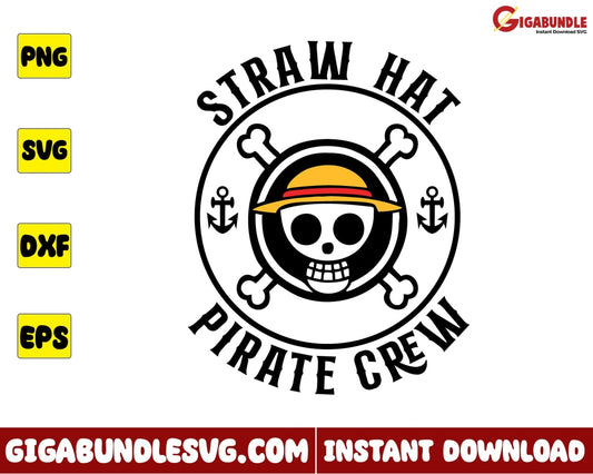 Straw Hat Pirate Crew Svg Monkey D Luffy One Piece Anime - Instant Download