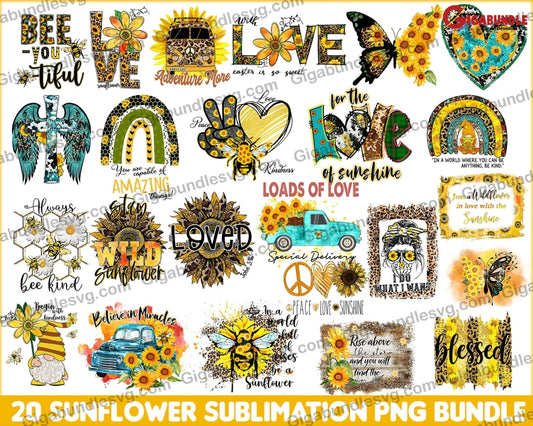 Sunflower Sublimation Png Mega Bundle- Digital Download