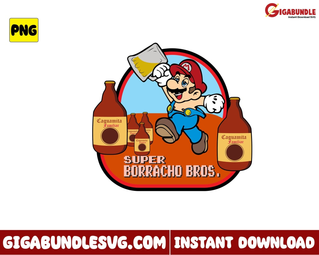 Super Borracho Bros Png Mario Game - Instant Download