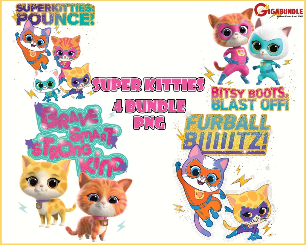 Super Cats Pounce Hero Kitties Png - Digital Download