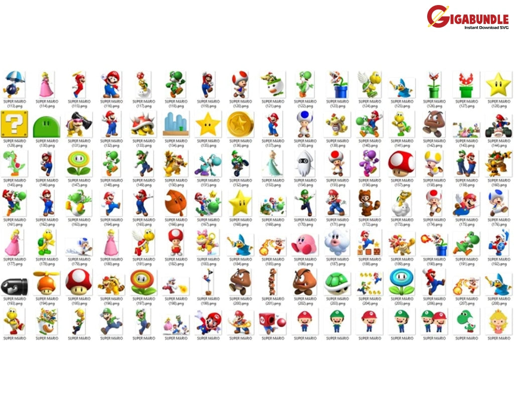 Super Mario Clipart Bundle Transparent Images Printable Mario Png- Instant Download