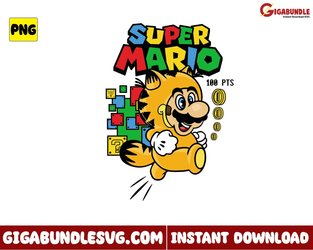 Super Mario Png Game Bros Cartoon - Instant Download