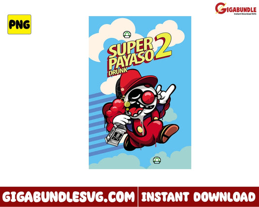 Super Payaso Drunk Png Mario Game Disney - Instant Download