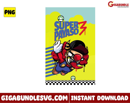 Super Payaso Png Mario Game Disney - Instant Download