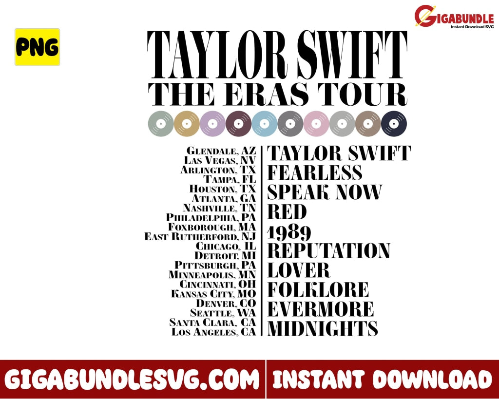 Taylor Swiftie The Eras Tour Png Vintage 2023 - Instant Download