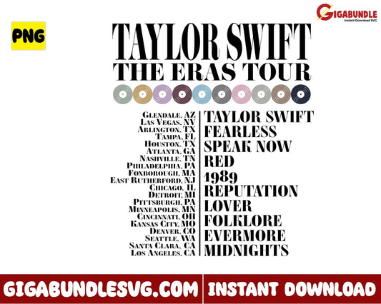 Taylor Swiftie The Eras Tour Png Vintage 2023 - Instant Download