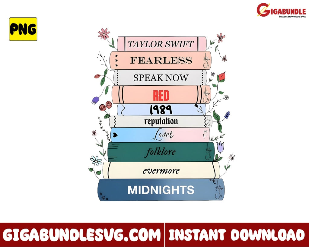 Taylors Version Png Albums As Books The Eras Tour 2023 - Instant Download