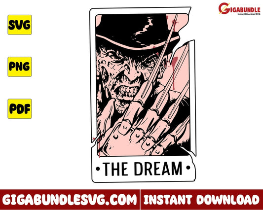 The Dream Svg Freddy Krueger Halloween Tarot Horror Character Svg- Instant Download