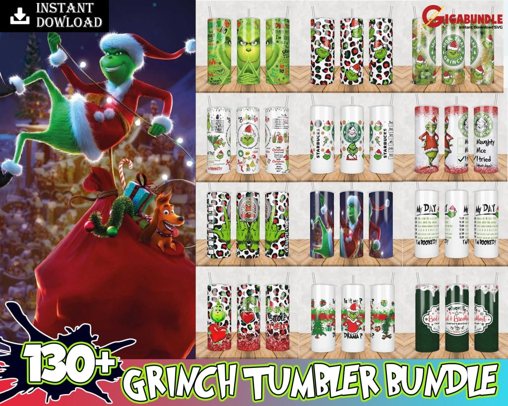 The Grinch Christmas 20Oz Skinny Tumbler Sublimation Designs For Design - Png Digital Download