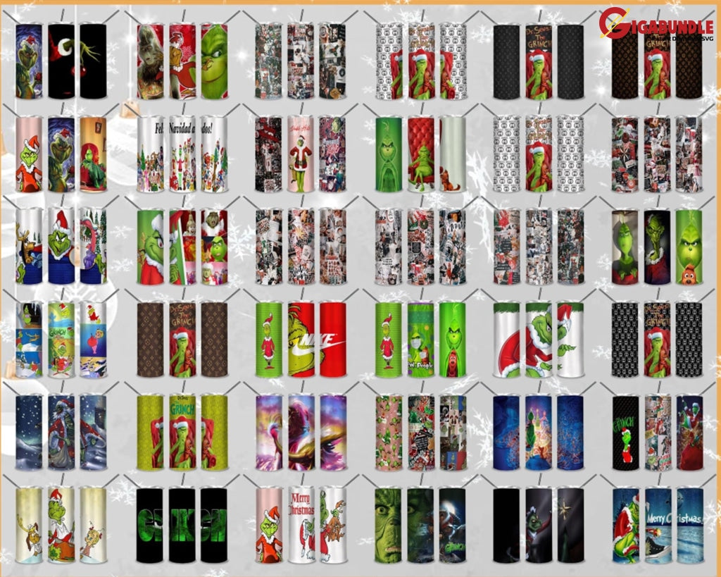 The Grinch Christmas 20Oz Skinny Tumbler Sublimation Designs For Design - Png Digital Download