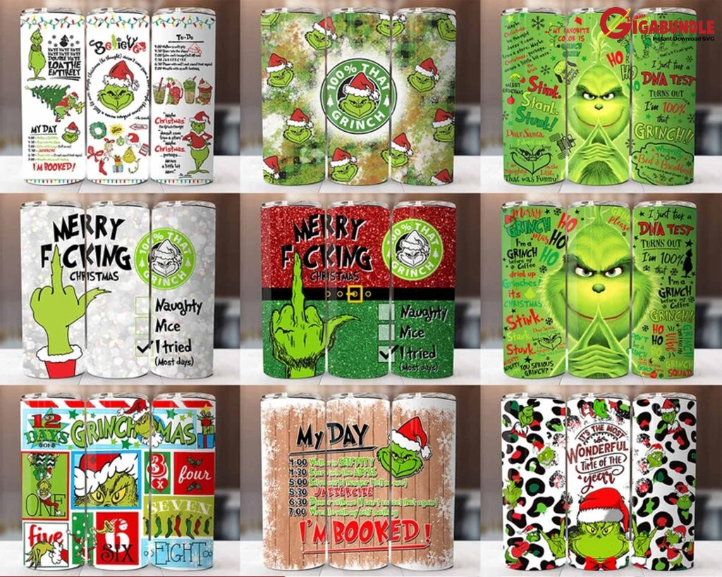 The Grinch Christmas Tumbler Wrap Bundle Designs