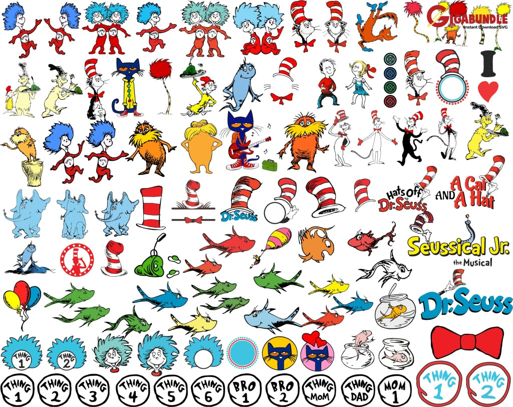 The Lorax Svg Cat In The Hat Quotes Dr Seuss Bundle Dr Png Dxf Eps