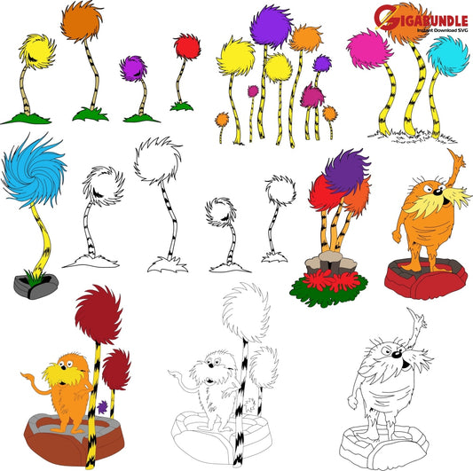 The Lorax Trees Svg Dr Seuss Bundle Dr Quotes Png Dxf Eps