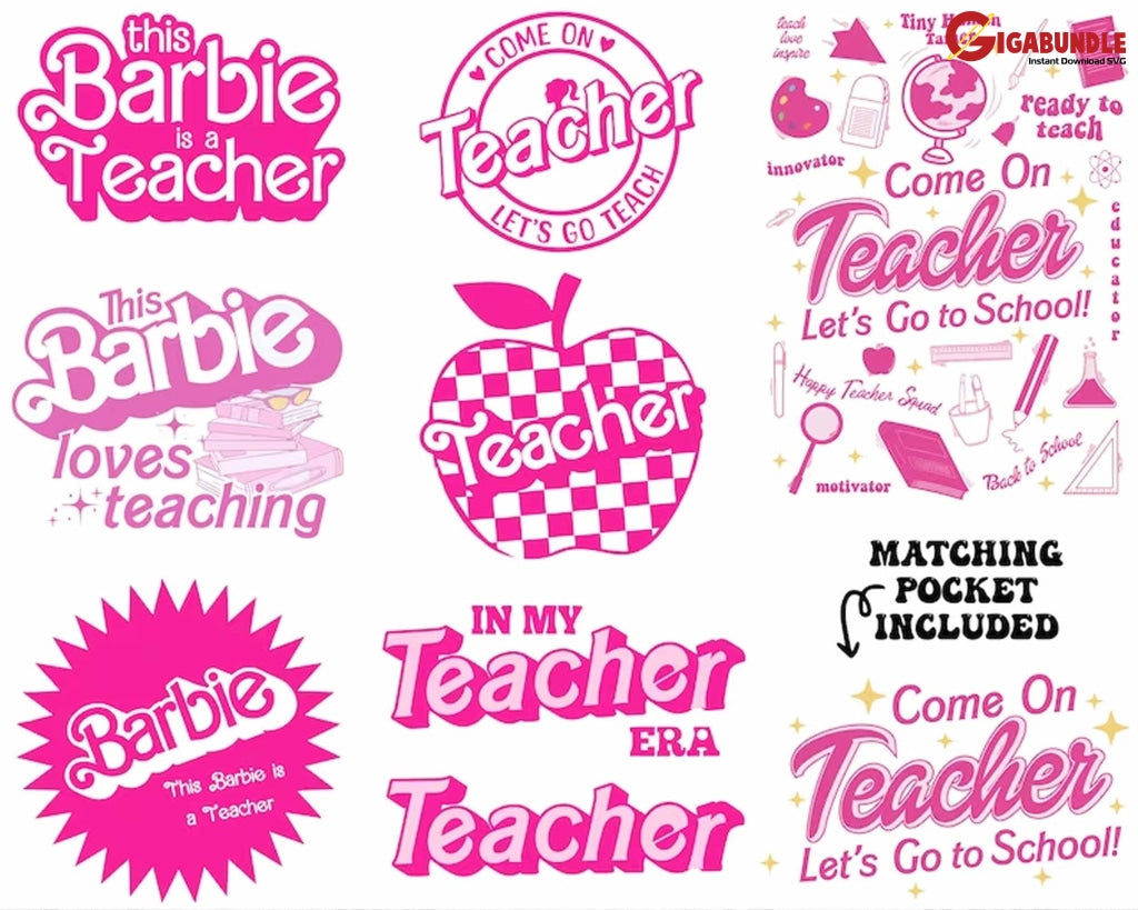 This Barbie Is A Teacher Png Bundle Back To School First Day Of