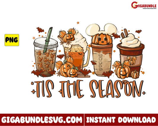 Tis The Season Png Pumpkin Mickey Retro Halloween - Instant Download