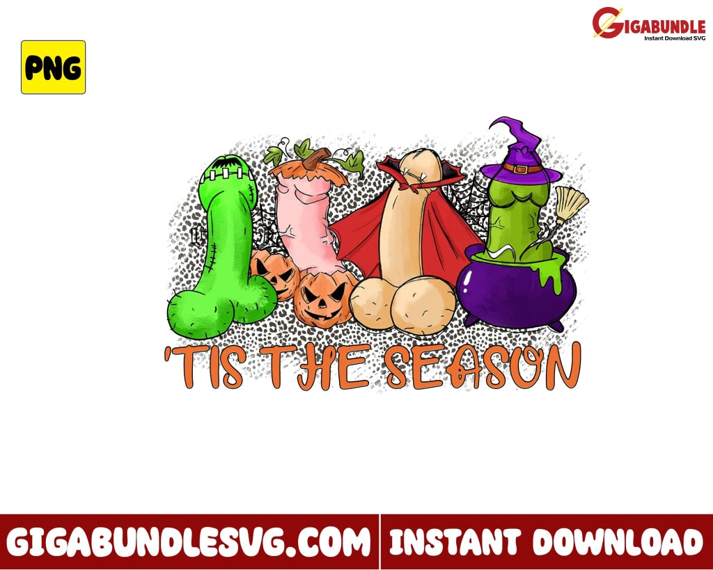 Tis The Season Png Pumpkin Witch Halloween Retro - Instant Download