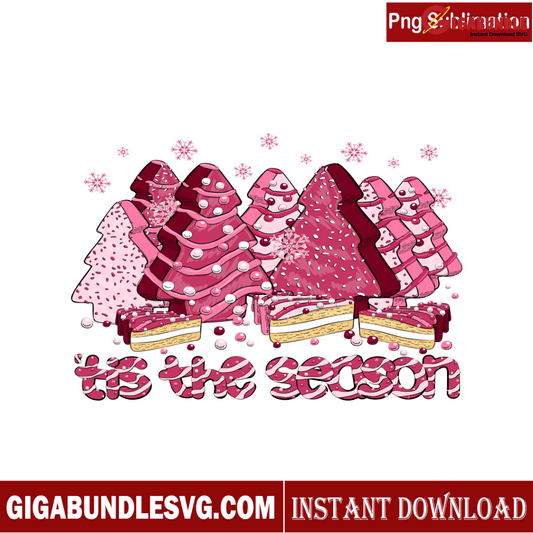 Tis The Season Pink Tree Cakes PNG