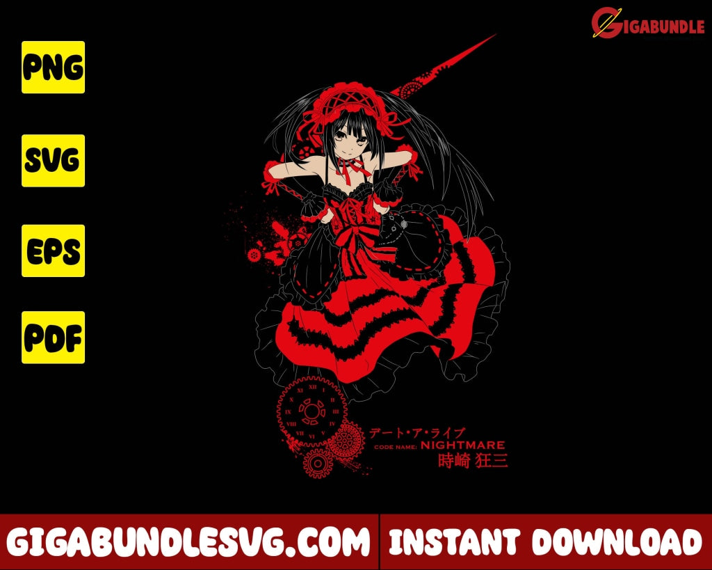 Tokisaki Kurumi Svg Date A Live Girl Anime - Instant Download