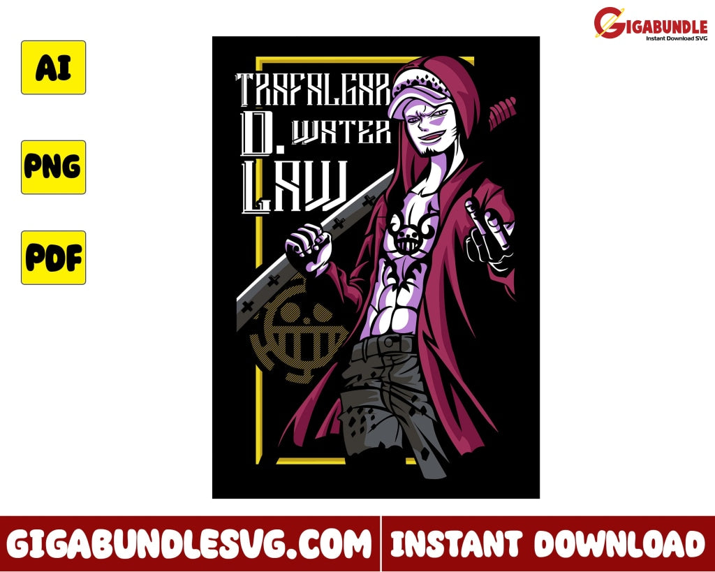 Trafalgar D Water Law Png Monkey Luffy One Piece Anime - Instant Download