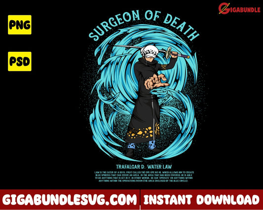 Trafalgar D. Water Law Png Surgeon Of Death One Piece Anime - Instant Download